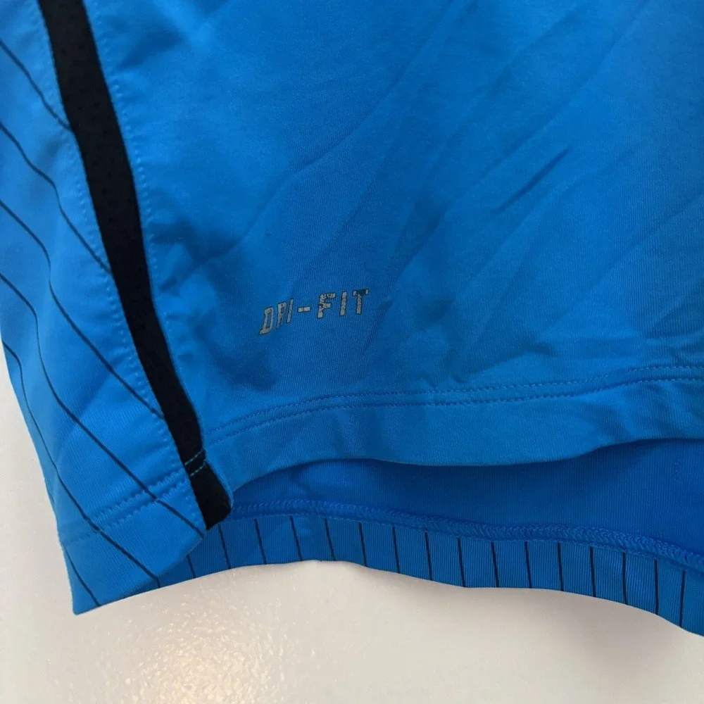 Nike Tiger Woods Dri Fit Short Sleeve Snap Polo Shirt‎ Blue Men's Size L